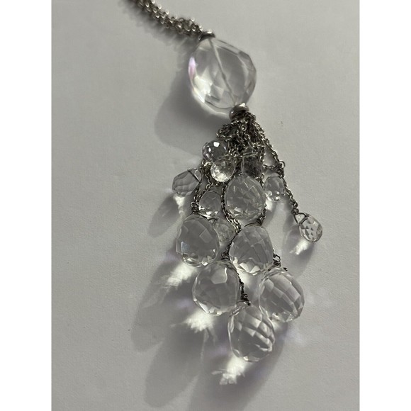 STERLING SILVER Crystal Rock NECKLACE 23” W/Bracelet 7.5” Set - Picture 16 of 16